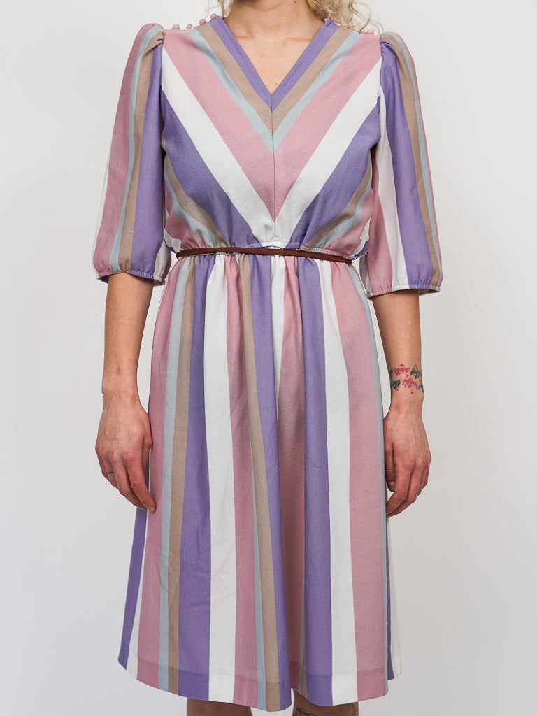 Playful Pastel Chevron Printed Dress