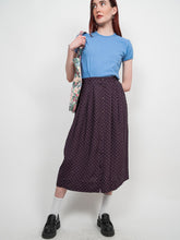 Load image into Gallery viewer, Eggplant purple polka dot elastic waist skirt (XS-S)
