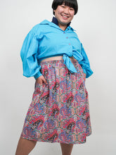 Load image into Gallery viewer, Vintage paisley white pink and blue skirt (XL)
