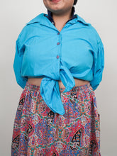 Load image into Gallery viewer, Vintage paisley white pink and blue skirt (XL)
