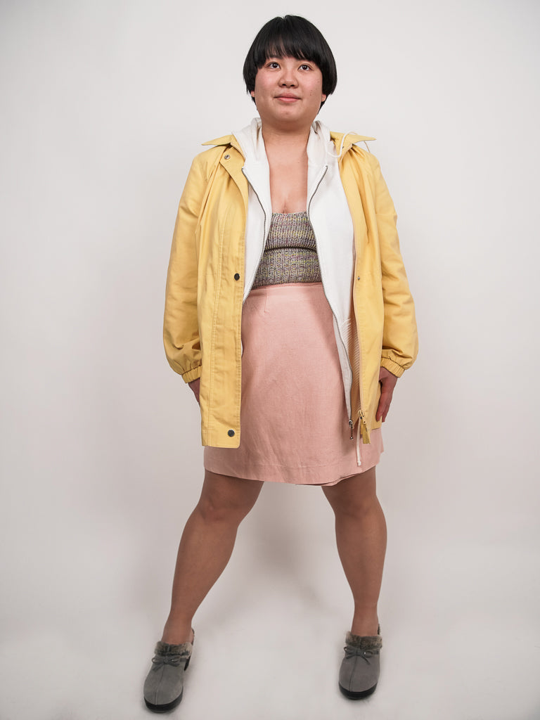 Pastel yellow zippered light jacket  (L-XL)