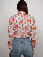 Load image into Gallery viewer, Vintage floral blouse with orange rose motifs (S-M)
