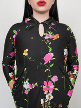 Load image into Gallery viewer, Vintage black floral lounge dress
