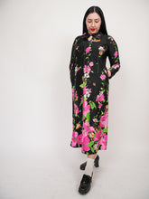 Load image into Gallery viewer, Vintage black floral lounge dress
