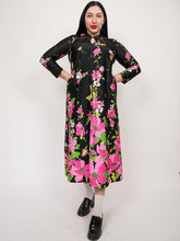 Load image into Gallery viewer, Vintage black floral lounge dress
