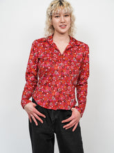 Load image into Gallery viewer, 70s red floral button-up (S)
