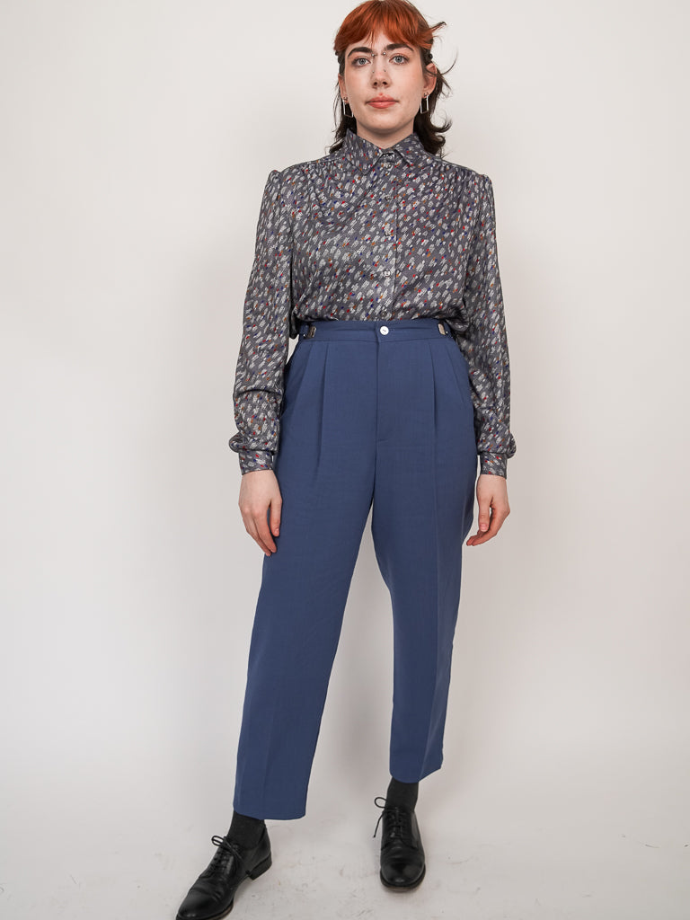 Vintage blue pleated trousers (M)