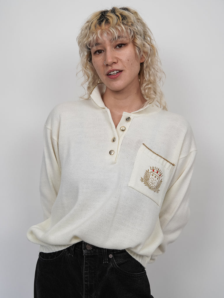 Vintage cream collared knit (M-L)