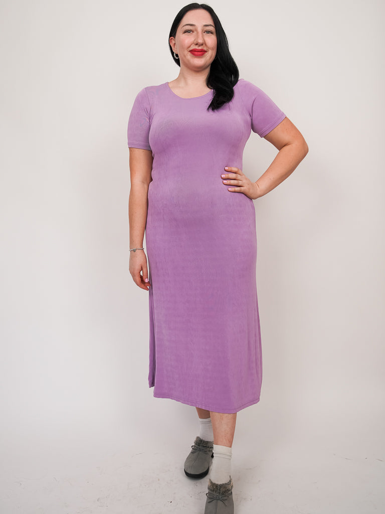 Vintage lavender stretchy dress (L-XL)