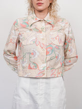 Load image into Gallery viewer, 70s pastel and sand colored motif jacket blouse (S-M)
