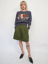 Load image into Gallery viewer, Vintage army green pleated shorts (XS-S)
