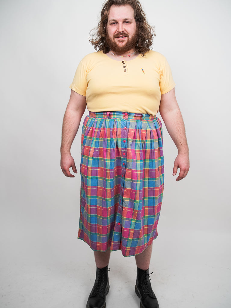 Rainbow plaid skirt (2X-3X)