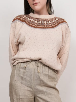 Vintage cotton knit cream sweater (M-L)